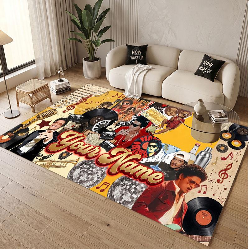 Custom Name Crystal Velvet Rug,Bruno Mars Comfortable Anti Slip Floor Mat For Room Decoration