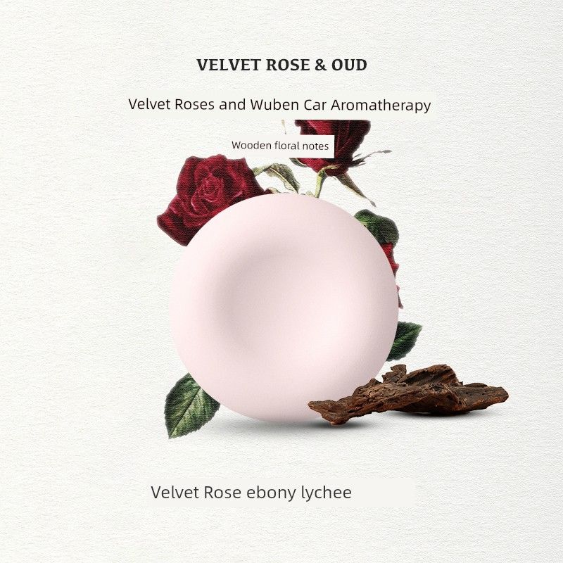 

Solid Car Perfume Essential Oil Minimalist Rose Air Outlet Velvet Rose and Ebony - Round Pink