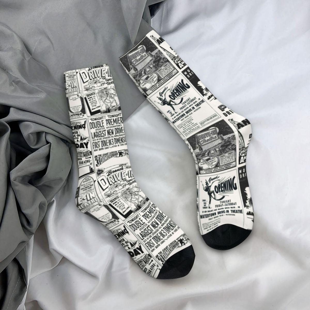 

Носки с принтом старой газеты, элегантные чулки с ретро-письмами, мужские теплые мягкие спортивные носки для бега, зимние антибактериальные носки One Size