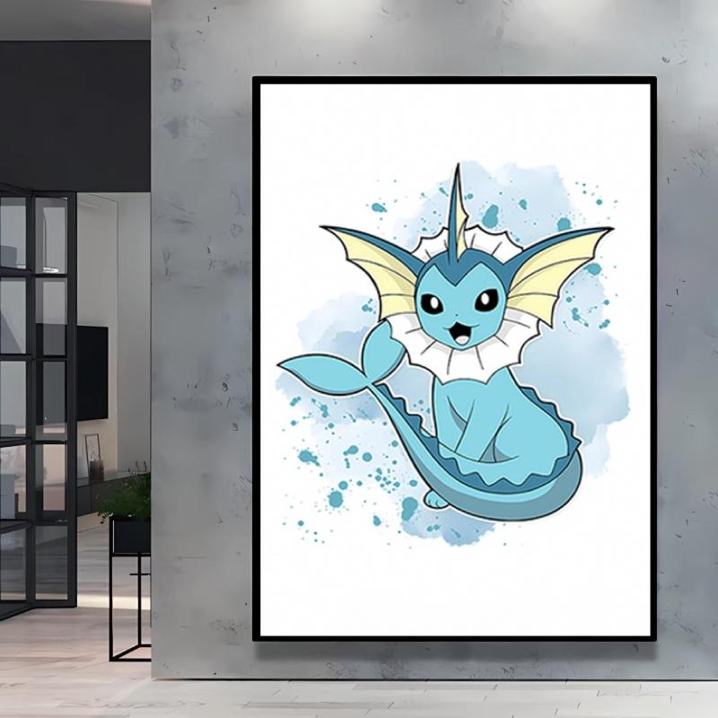 Canvas Art Watercolor Themed Walls Painting Pokemon Snorlax Comics Pictures Modern Home Waterproof Children Room Decor Gifts