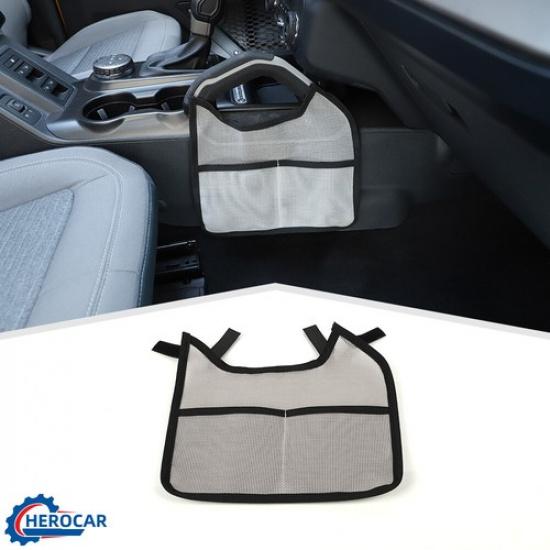 Interior Gear Shift Side Net Pocket Storage Bag Organizer Holder For Bronco Gray