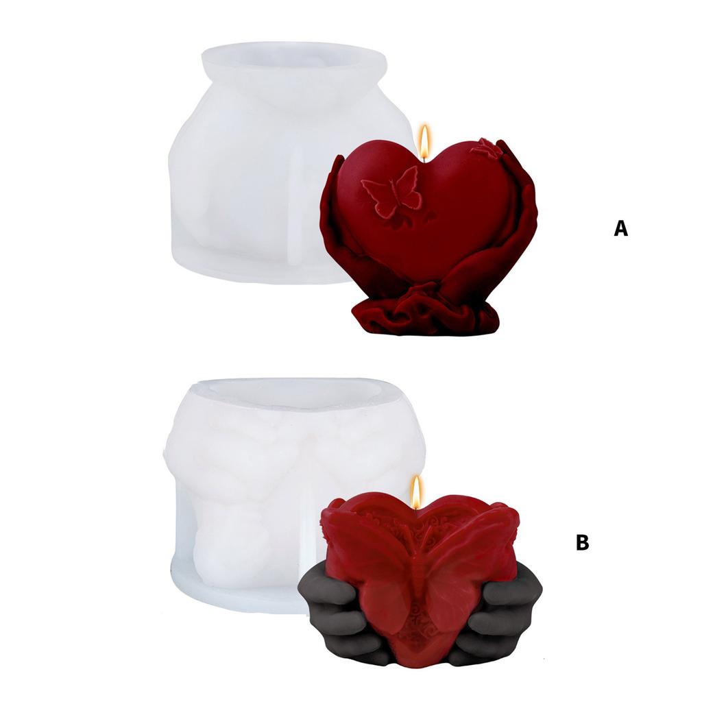 Heart Shape Silicone Candle Molds for Epoxy Resin Candle Soap Holding Heart In Hand Silicone Molds for Gypsum Decoration