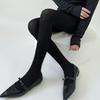 Women Winter Fall Elegant Ribbed Striped Opaque Tights Sparkly Glittering Solid Color Pantyhose Stockings Skinny Pants