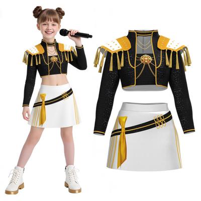 Kinder Mädchen Dämon Kostüm Stehkragen Mantel T-Shirt Shorts Set Kinder Bedrucktes Design Cosplay Aufführungen Kostüme