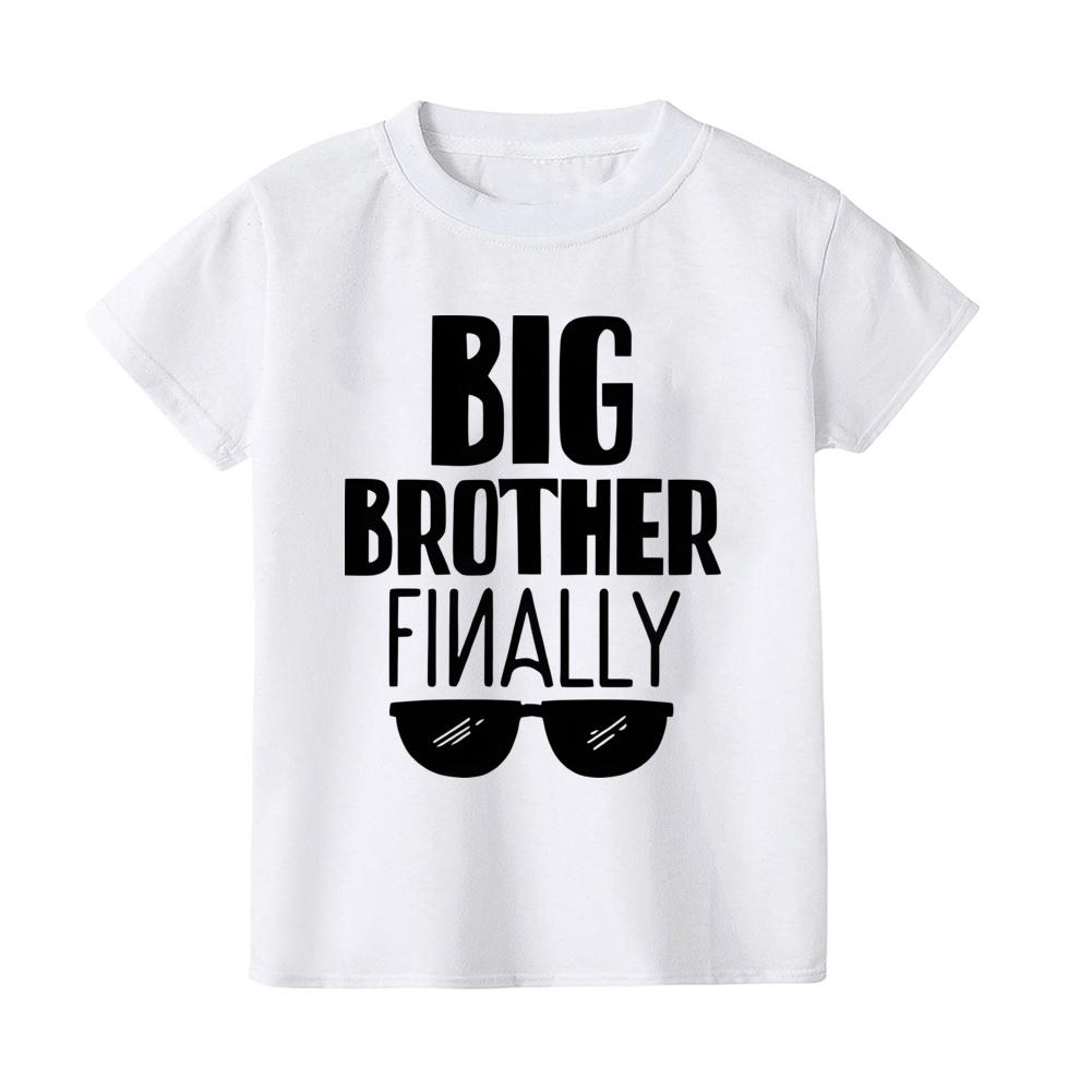 Ledig Lös Barn Topp Stora Brodern Mönstertryck Barn T-shirts Sommar Kortärmad Rundhals T-shirt Toppar Bästa Gåvor Till Barn