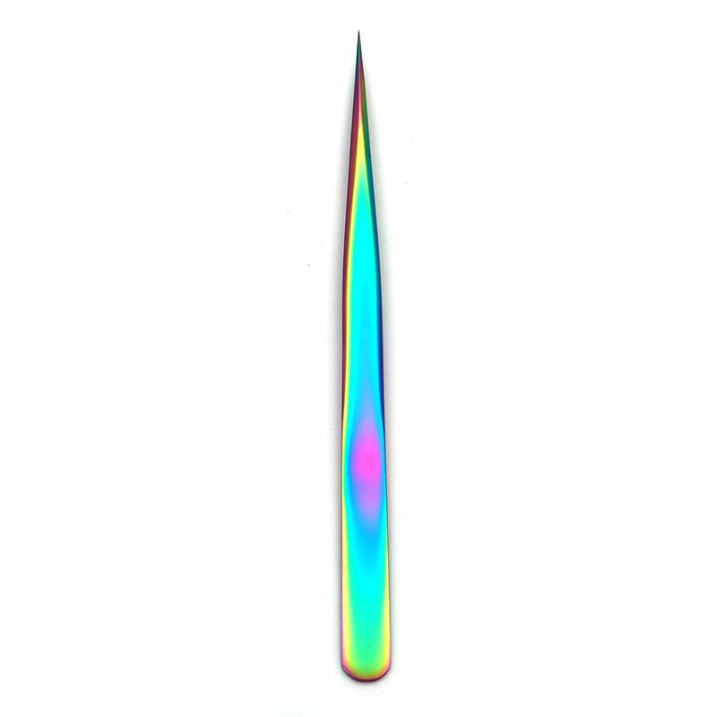 Gold Feather Stainless Steel Eyelash Tweezers - Dolphin Clip & Easy Blooming Applicator for False Eyelashes