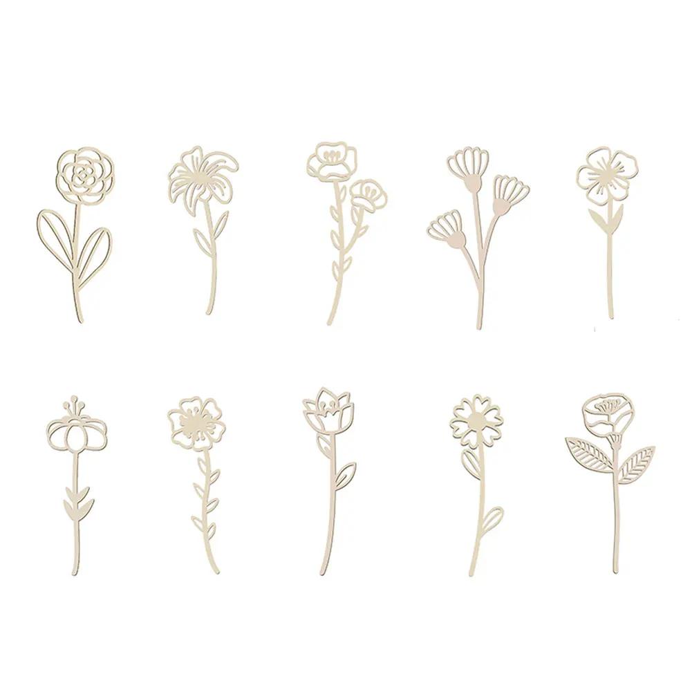 

Wood Floral Flower Stems 10Pcs Wildflowers Wooden Cutouts Unfinished Colorable Paint DIY Art Craft For Home Birthday Holiday