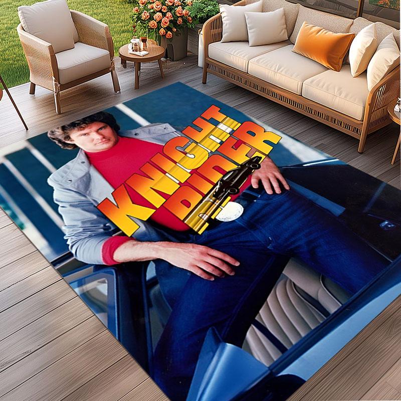 Knight Rider Print Rug, Washable Floor Carpet, For Entryway Dorm Laundry Room Office Study, Home Decor Birthday Christmas Gift