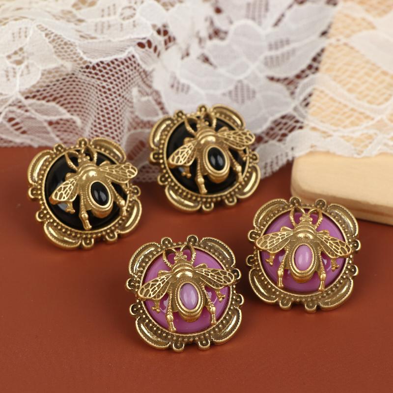 Vintage Moth Studs Earrings For Woman Glass Bee Antique Gold Color Luxury Quality Jewelry Wedding Party Accessories