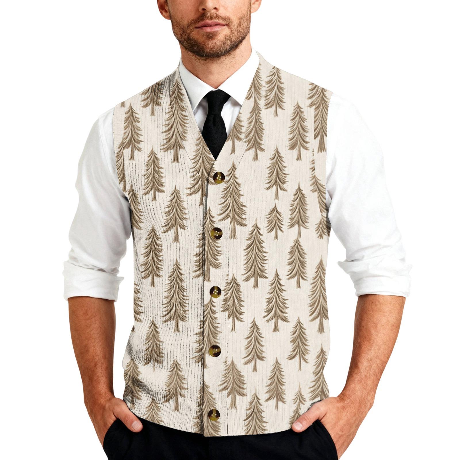 

Men s Sleeveless Knit Button Down Shirt Vest Festive Patterned Design Holiday Themed Sleeveless Knitwear Button Front Shirt Vest XXXXL хаки
