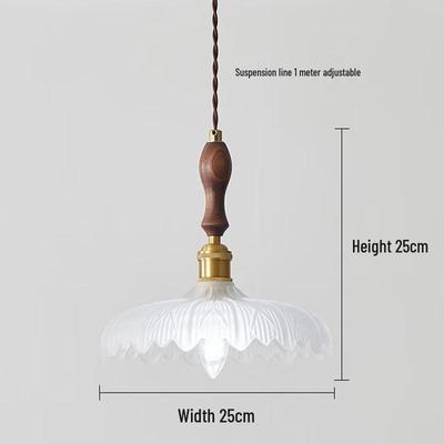 UOSU Amerykańska Retro Orzechowa Szklana Lampa Wisząca