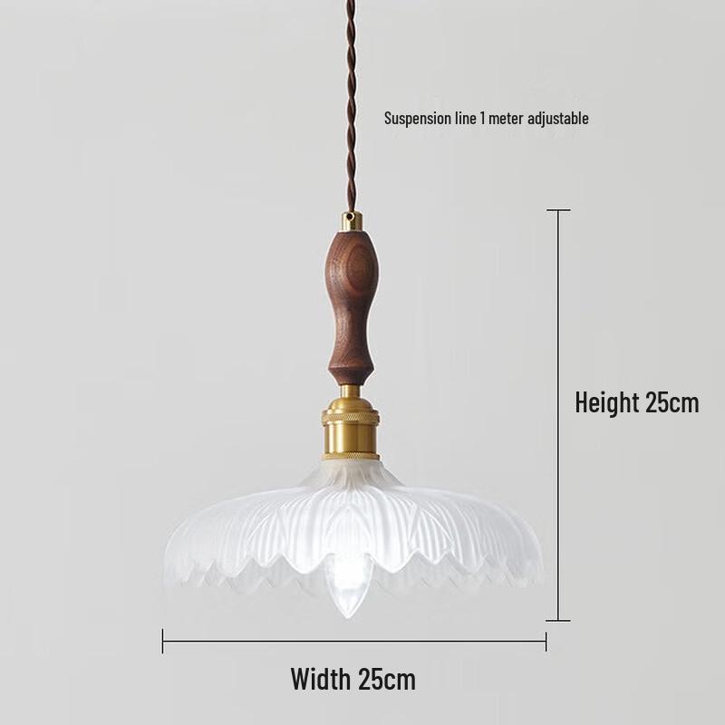 UOSU American Retro Walnut Glass Pendant Lamp