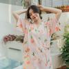 Euyqs Cotton Double Open Long for Hospital and Postpartum Use Women's Pajamas, Gauze, Front, Length, Use, Care, (Pink, Medium)