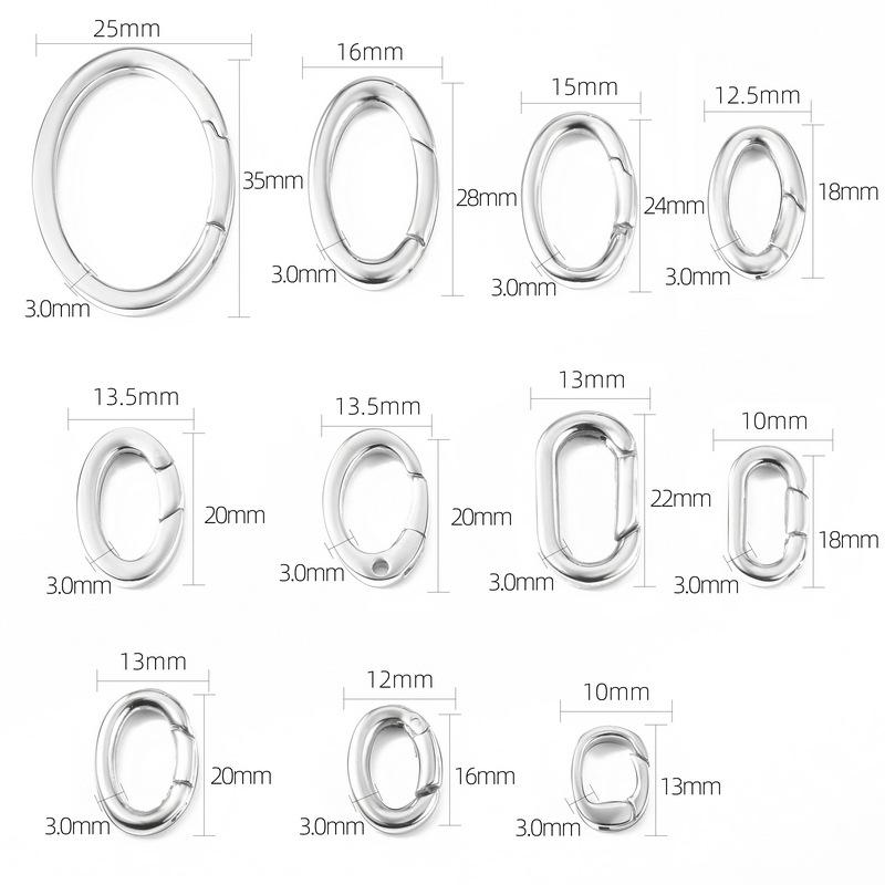 2pcs/1pc Stainless Steel Spring Lobster Clasp Oval Clasp for Keychain Keyring Carabiner Key Holder Jewelry Making DIY No Fade
