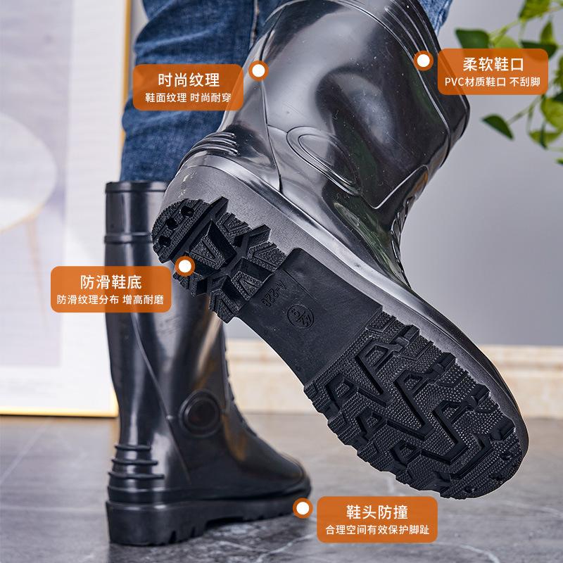 Rain Shoes Men's Medium Tube Waterproof Rain Boots Growing Vegetables Field Work Shoes Sanitation Workers Work Rain Boots Soft Sole Once PVC