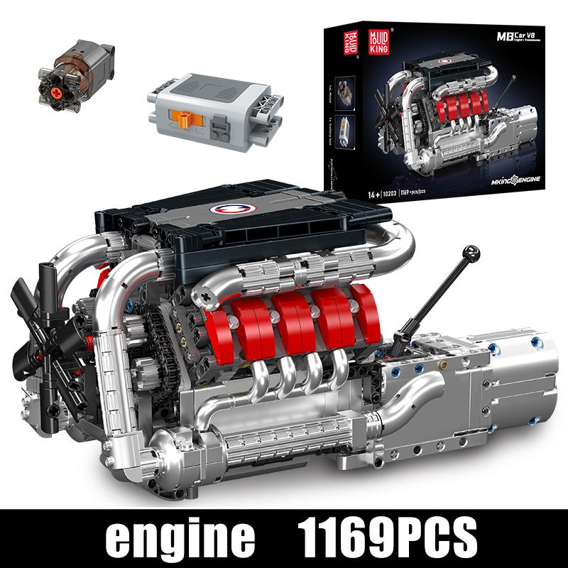 Mould King 10203 Der MB Auto V8 Motor Baustein Technisches Auto Motor Ziegelstein Set Montage Motor Spielzeug Kinder Weihnachtsgeschenk