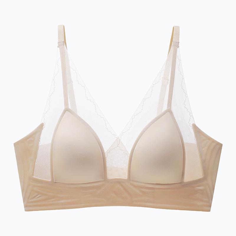 French Lace Seamless Bunny Ear Bra: Anti-Sag, Ultra-Thin, Breathable, Wire-Free Design for a Smaller Bust Appearance.