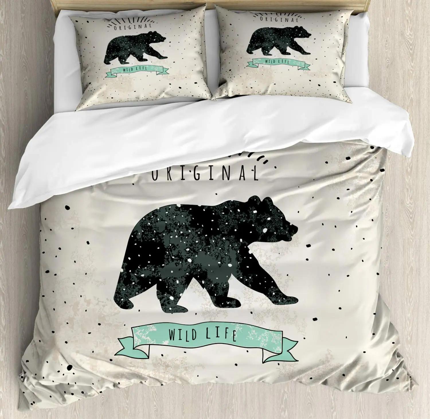 Comforter Polar Bear Cartoon Vintage Wildlife Theme Random Dots Predator Paws Animal Themed Design Bedroom Decoration Children 200cm