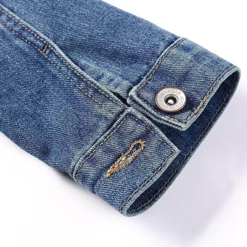 Women's Plus Size Round Neck Jacket Casual Short Tops Denim Jacket