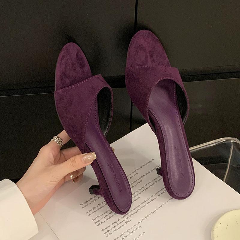 Mode Mode Flock Damen Niedriger Absatz Pantoletten Hausschuhe Schuhe Flaches Schuhwerk Runde Zehenpartie Damen Absatz-Hausschuhe Damen Sandalen Schuhe Pumps