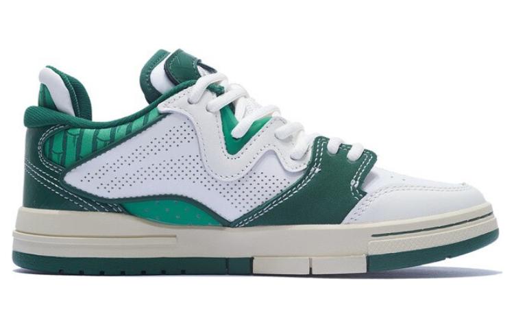 Li Ning Wave Pro Synthetic Leather Abrasion Resistant Breathable Low top Skateboard Shoes Women's White Green AECS092-1