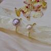 Natural Freshwater Pearl Open Ring Ring, Versatile Open Ring, Twist Simple Copper Plated 14k Gold Wrapped Gold Women's Ring