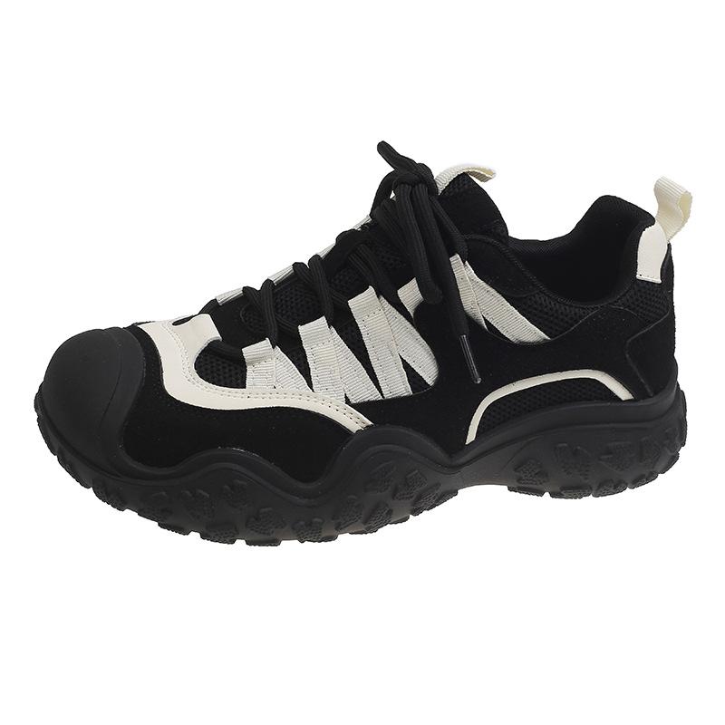 Black dad shoes American retro ugly cute hiking shoes women's 2025 popular breathable thick-soled lightweight non-slip sneakers