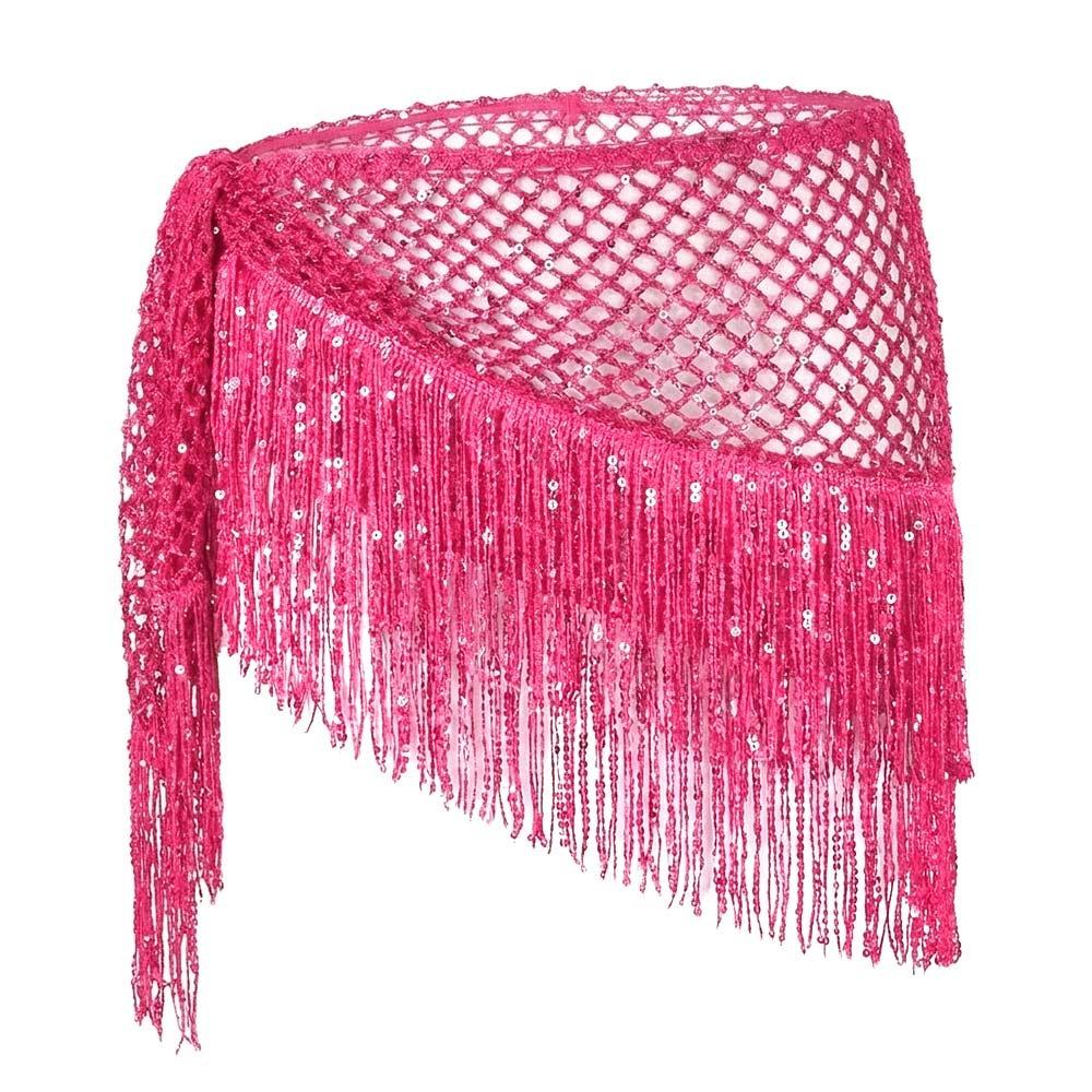 Sequins Tassel Triangle Hip Scarf Glitter Fringe Triangle Waist Wrap Scarf  Women Outfit