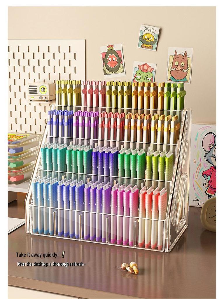 Acrylic Watercolor Pen and Brush Organizer - Large Capacity Desktop Storage Box