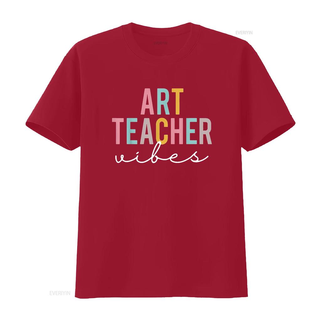 Mens Art Teacher Vibes Colorful Appreciation Day Back To School T Shirt Black Medium Vintage Washed Stylish Unisex Homme