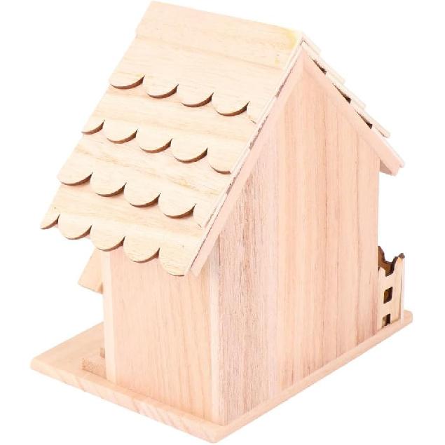 

Milisten 1 шт. Неокрашенные деревянные скворечники Натуральный неокрашенный деревянный скворечник для росписи Мини домики-кормушки для украшения для DIY поделок, для дома