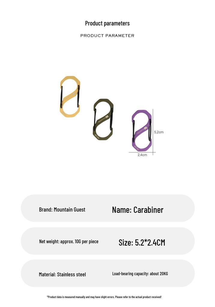 S-Shaped Multi-functional Stainless Steel Carabiner for Backpack and Mountaineering