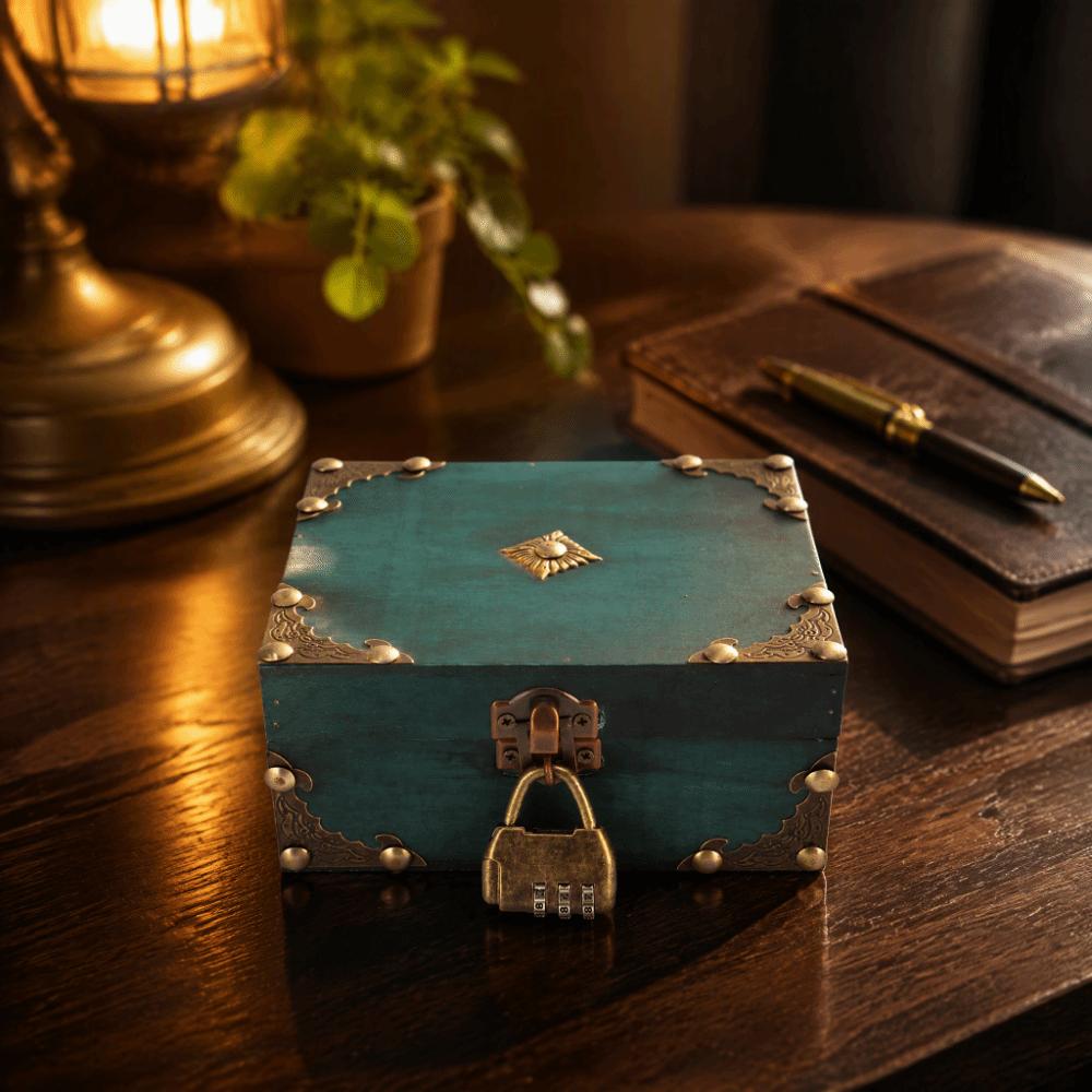 Three Digit Combination Lock Vintage Jewelry Box Necklace Earring Organizer Collectibles Display