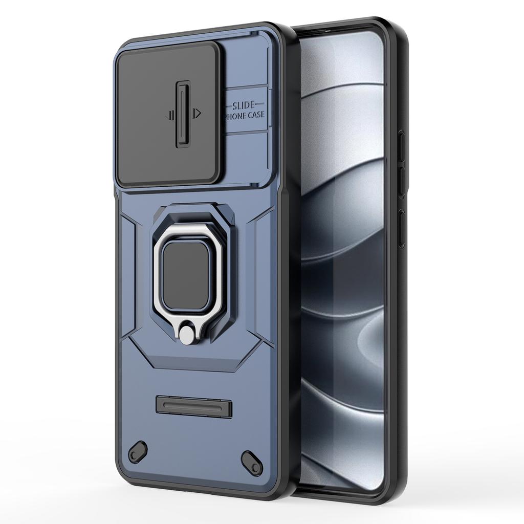 For Xiaomi Redmi Note 14 5G Case PC+TPU Kickstand Phone Protector with Lens Cover