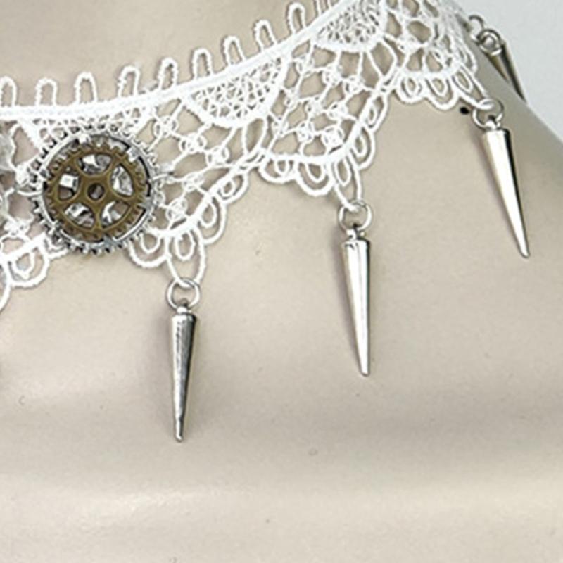 Collar Necklace with Lace and Gears Household Decoration for Wedding Birthday Party Decoration Accessory