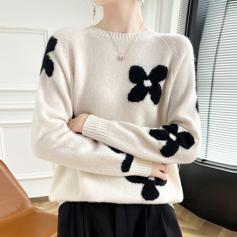 Women's Cashmere Sweater Qinghe Cashmere 30% Cashmere 70% Wool Autumn and Winter Cashmere Pullover Thickened Soft and Warm