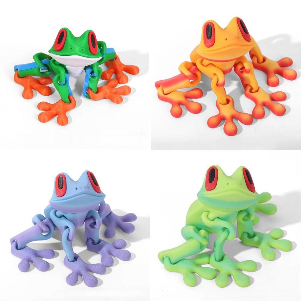 Realistic Magnetic Frog Toy Stress Relief Toys Jointed Jumping Frogs Model 3D Printed Magnet Frog