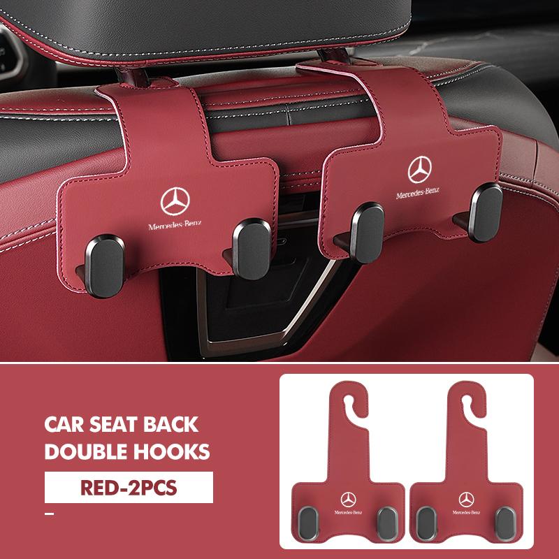 D6Car Rear Seat Double Head Storage Hook Headrest Hanger Clip For Mercedes Benz AMG A C E S G Class W201 W210 W108 W204 W205 W203