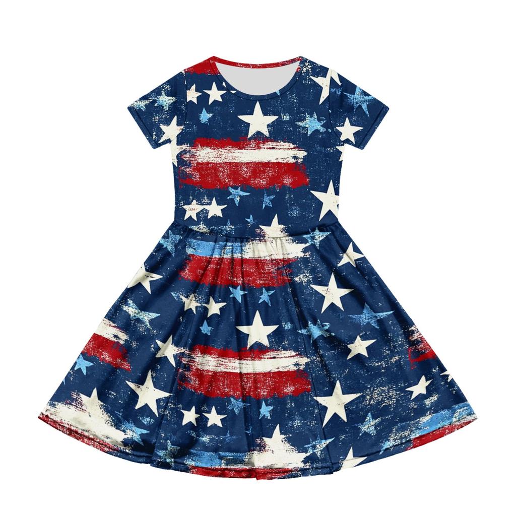 Girl Summer Dress  Solid Color & Print Sleeveless Dress With Pocket Casual Dress Shorts Sleeve Party Dress