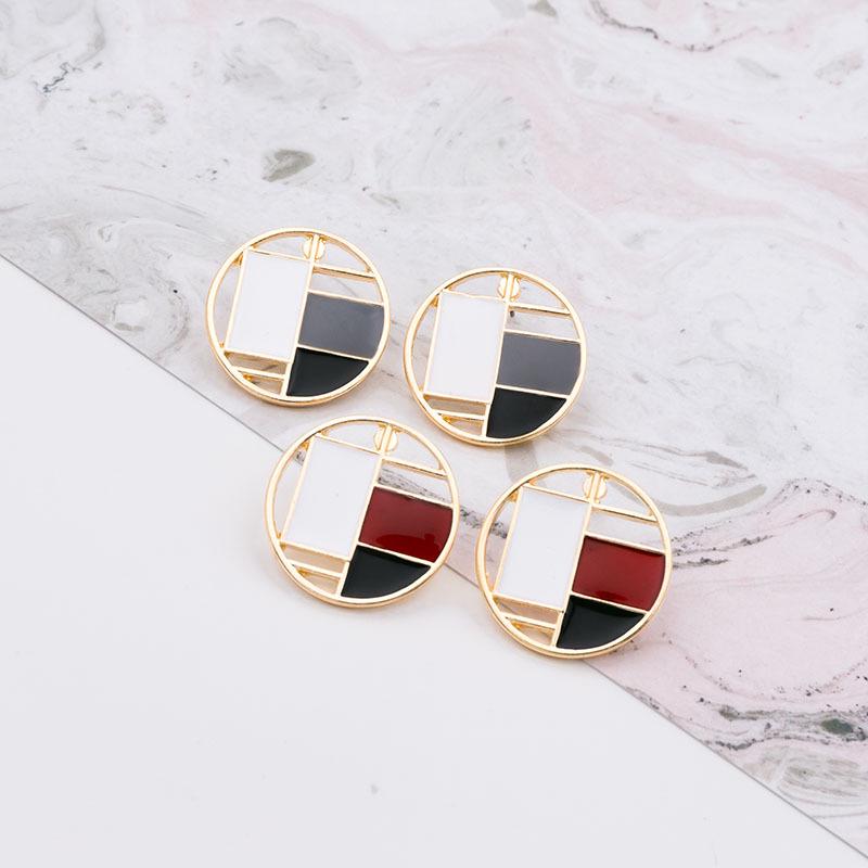Trendy Geometric Drip Glaze Stud Earrings - Fashionable, Versatile, Simple Women's Design