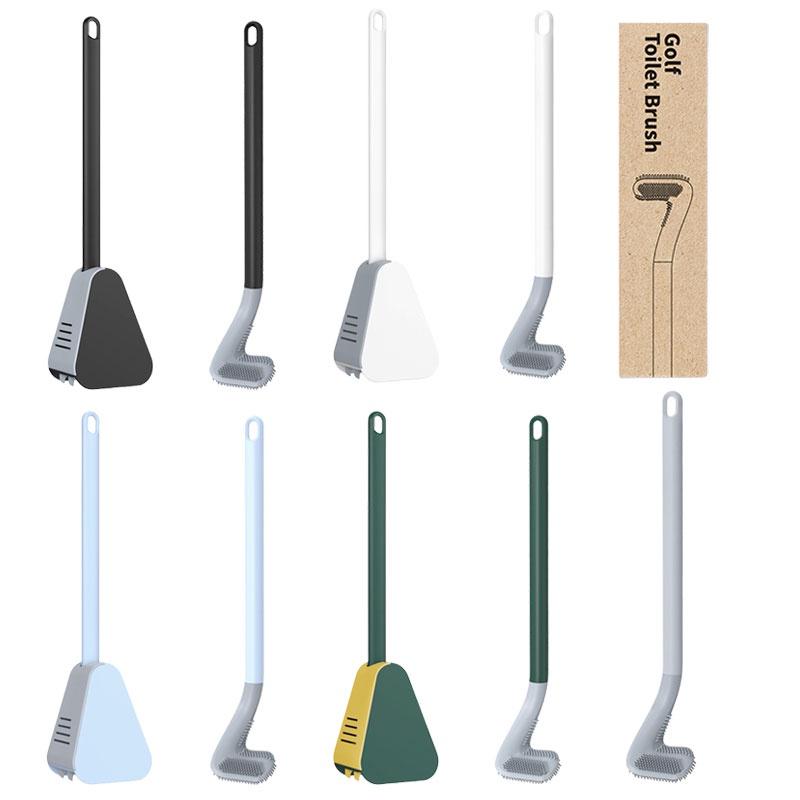 Golf Toilet Silicone Brushes With Holder Setclose Bathroom Cleaning Soft Tools