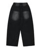 EASY NO EASY Side Pintuck Wide Denim Pants - Black