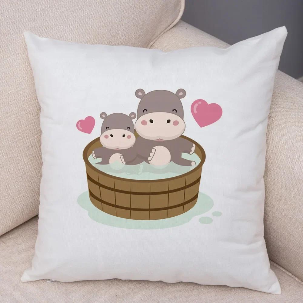 Elefantenfamilie Tierprint Dekoratives Kissenbezug Auto Sofa Quadratisches Kissen Kissenbezug