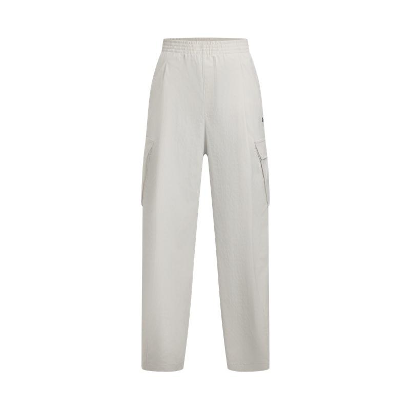 Under Armour Woven Long Pants Peak White Knitted Sports Pants Women bottoms 6007025-110