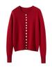 Cashmere Women's Round Neck Cardigan - 2026 Autumn/Winter, Single-Breasted, Solid Color, Versatile, Warm Outerwear.