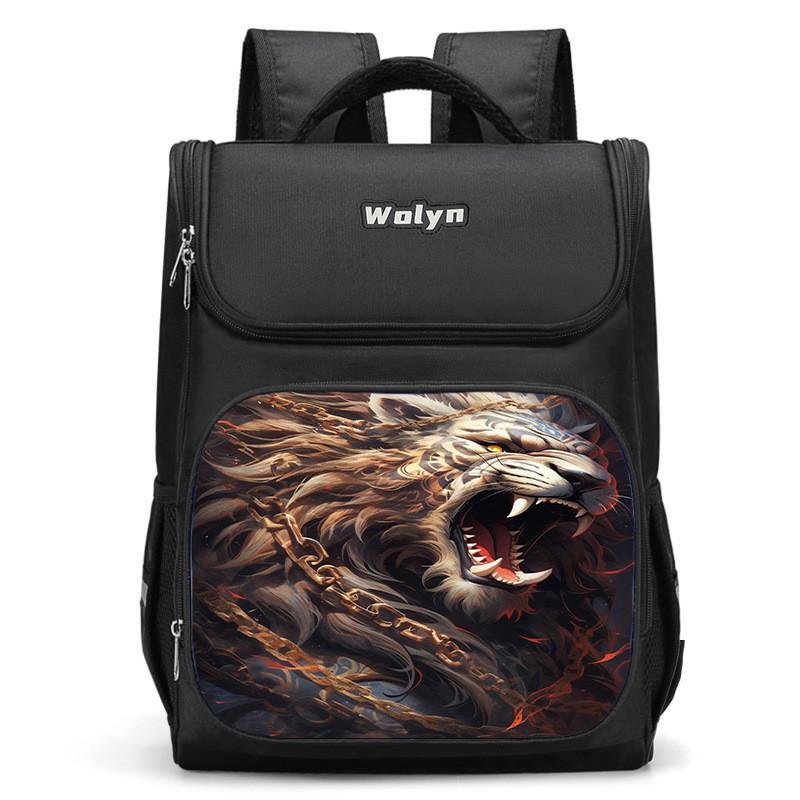 Spacious Lion-themed Backpack For Elementary School Kids Oxford Fabric Lightweight