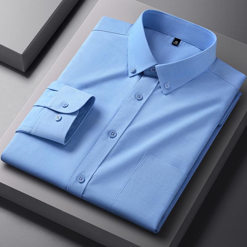 New Quality Anti-Wrinkle Men Shirt Long Sleeves Dress Shirts For Men Slim Fit Camisa Social Business Blouse White Shirt S-4XL