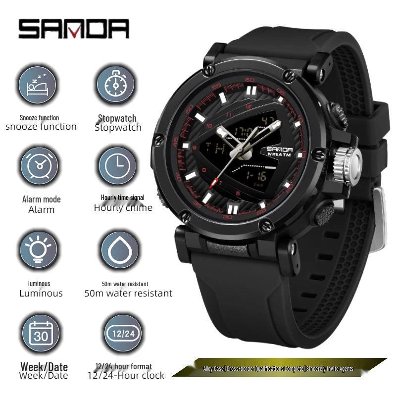 Sanda Men s Multifunctional Luminous Sports Watch - Waterproof with Alarm