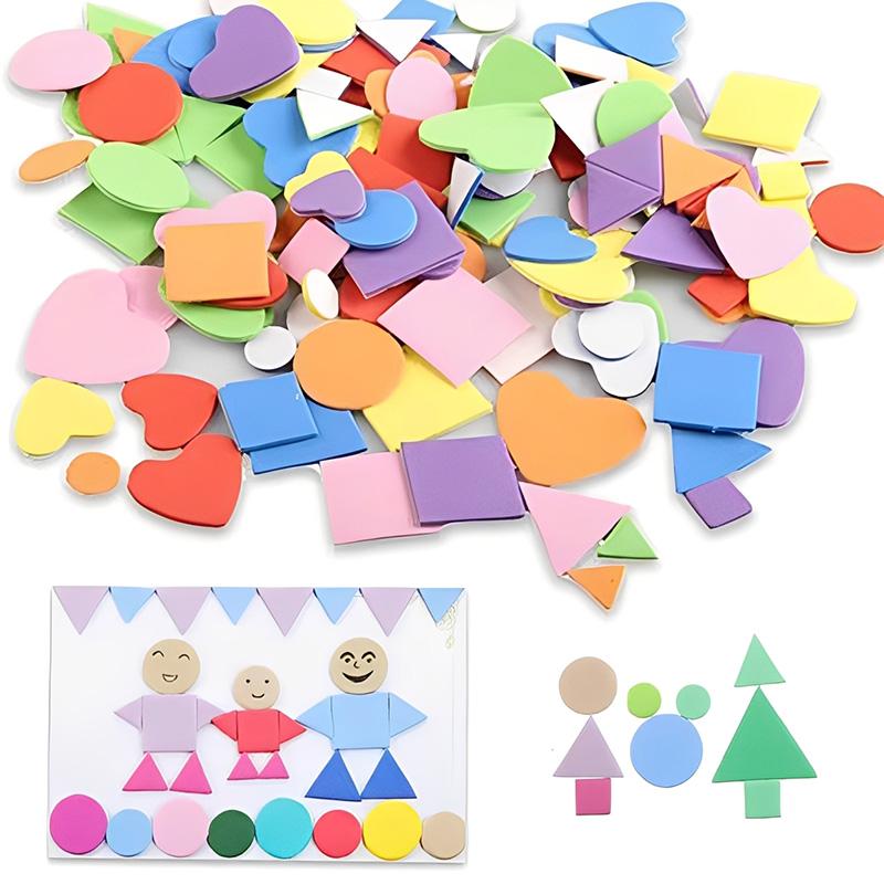 Children Geometry Foam Stickers Puzzle Self-Adhesive EVA Sticker Kids Education DIY Toys for Crafts Arts Making Gift TMZ