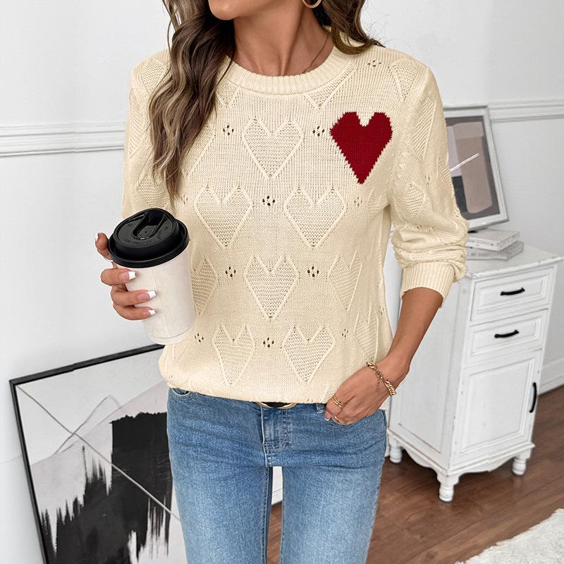 

YYFS Женская мода повседневная осень-зима с принтом любовных букв, с длинным рукавом и круглым вырезом L